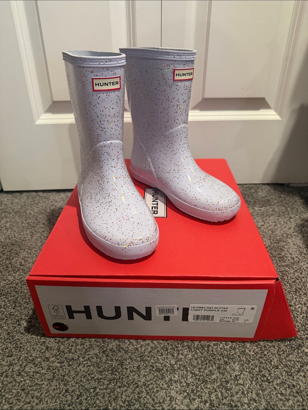 Hunter Kids Light Purple Glitter Rain Boots